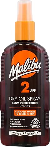 Malibu SPF2 Non-Greasy Dry Oil Spray with Shea Butter 200ml Tanning