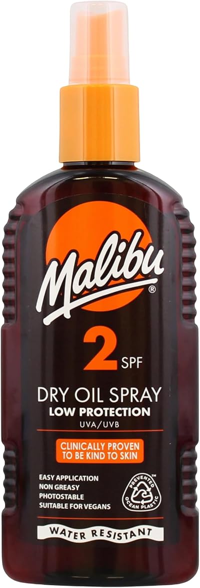 Malibu SPF2 Non-Greasy Dry Oil Spray with Shea Butter 200ml Tanning