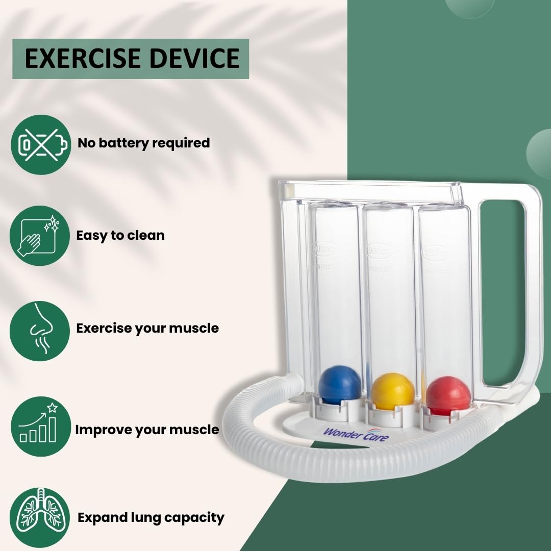 Wonder Care Deep Breathing Lung Exerciser | Incentive Spirometer | Adult Lung Trainer | Inhale Breathing Trainer