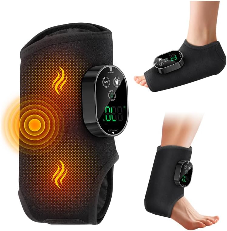 Masseur de Pieds 3 en 1 Électrique et Sans Fil - 6 Niveaux de Chauffage, 3 Modes Appareil de Massage avec Bande d'Extension pour Chevill, Talons, Dessus du Pied, Cadeau pour Maman, Papa