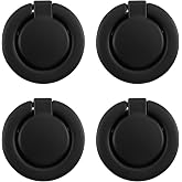 Pastlla 4Pcs Flush Ring Pull Round Recessed Pull Handle Knob (Matte Black) | Finger Flush Pull Handle Hidden Concealed Plane Drawer Door Pull, Zinc Alloy 1.38" Hole Centers (Matte Black)