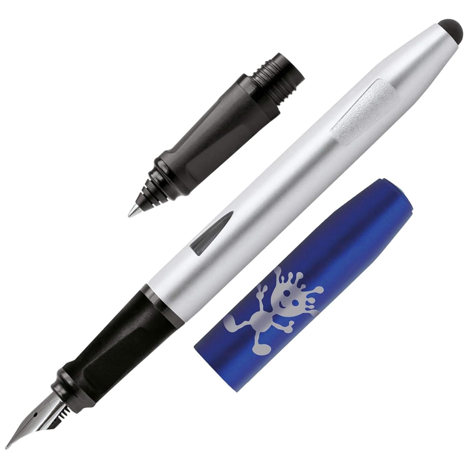 ONLINE SWITCH School Starter Set - fountain pen with extra solid nib for beginners + exchangeable rollerball grip part! Ergonomical grip part, for standard ink cartridges, with stylus tip 25023