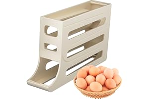 Egg Holder 4 Tier Rolling Dispenser Food Storage Container Fridge Organizer Space-Saving for Kitchen Counter Top Home