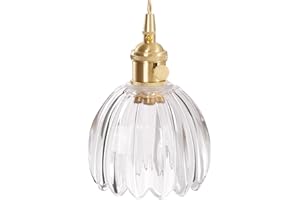 Shenmoyl Mini Pendant Light with Clear Tulip Glass Lmapshade, Brass Vintage Pendant Light Adjustable Hanging Light for Kitchen Island Dining Room Hallway