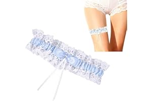 WealSoar Bride Wedding Garter - Blue Lace & Bow Wedding Accessory Leg Garter for Women Girls Shower Parties,Valentines Day Gi