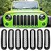 Danti Black Front Grill Mesh Grille Insert Kit fit for Jeep Wrangler Rubicon Sahara Jk 2007-2017 (7Pcs/Set)