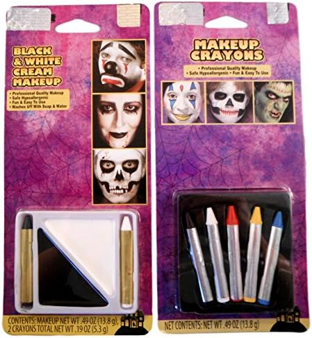 Halloween Basics Make up Bundle - 2 items: 5 PC Make Up Crayons and Pan Make Up/Make up Crayons Pack