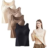 Thickened Warm Tank Top with Shelf Bra, 2 in 1 Womens Thermal Tank,Cashmere Silk Lifting Shelf Bra Tanks