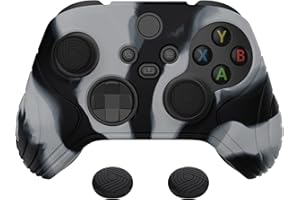 eXtremeRate PlayVital Samurai Edition Anti-Slip Controller Grip Silicone Skin for Xbox Core Controller, Ergonomic Protective Case Cover for Xbox Series S/X w/Thumb Grips - New Hope Gray & Black