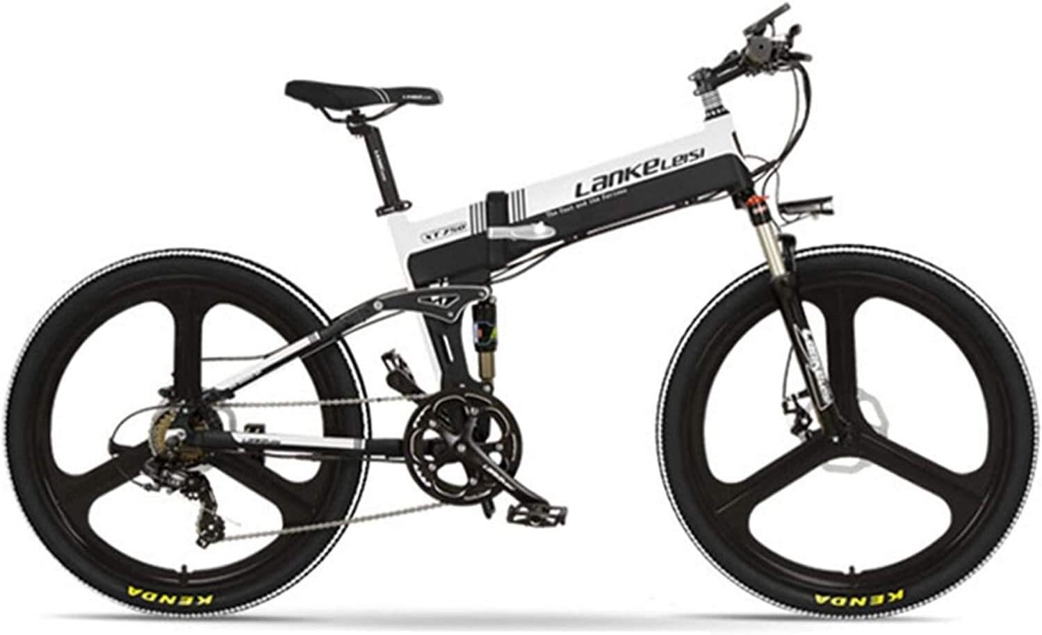 Wangshengda Electric Bicycle XT750-E 26 inch Folding Bike, The Front and Rear disc Brakes, 48V 400W Electric Motor, Long Life, with a Liquid Crystal Display, The Pedal-Assisted Bicycles ryqa