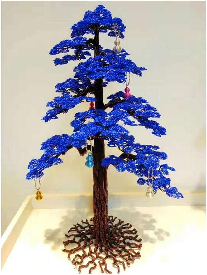 RKRCXH Valentine's Day Present Decorations Blue Fake Flower Bonsai With Stand, Vivid Plant Arrangement For Desktop money tree