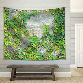 The Green Creeper Plant on a Wall - Fabric Wall Tapestry Home Decor - 51x60 inches