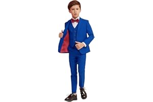 YAVAKOOR Boy Suits 5 Piece Slim Fit Suit for Kids Toddler Formal Set Wedding Ring Bearer Outfit