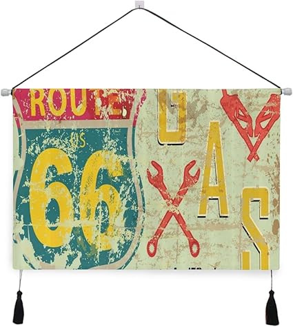 NOLYXICI - Póster de lona para colgar, diseño clásico de la ruta 66 de