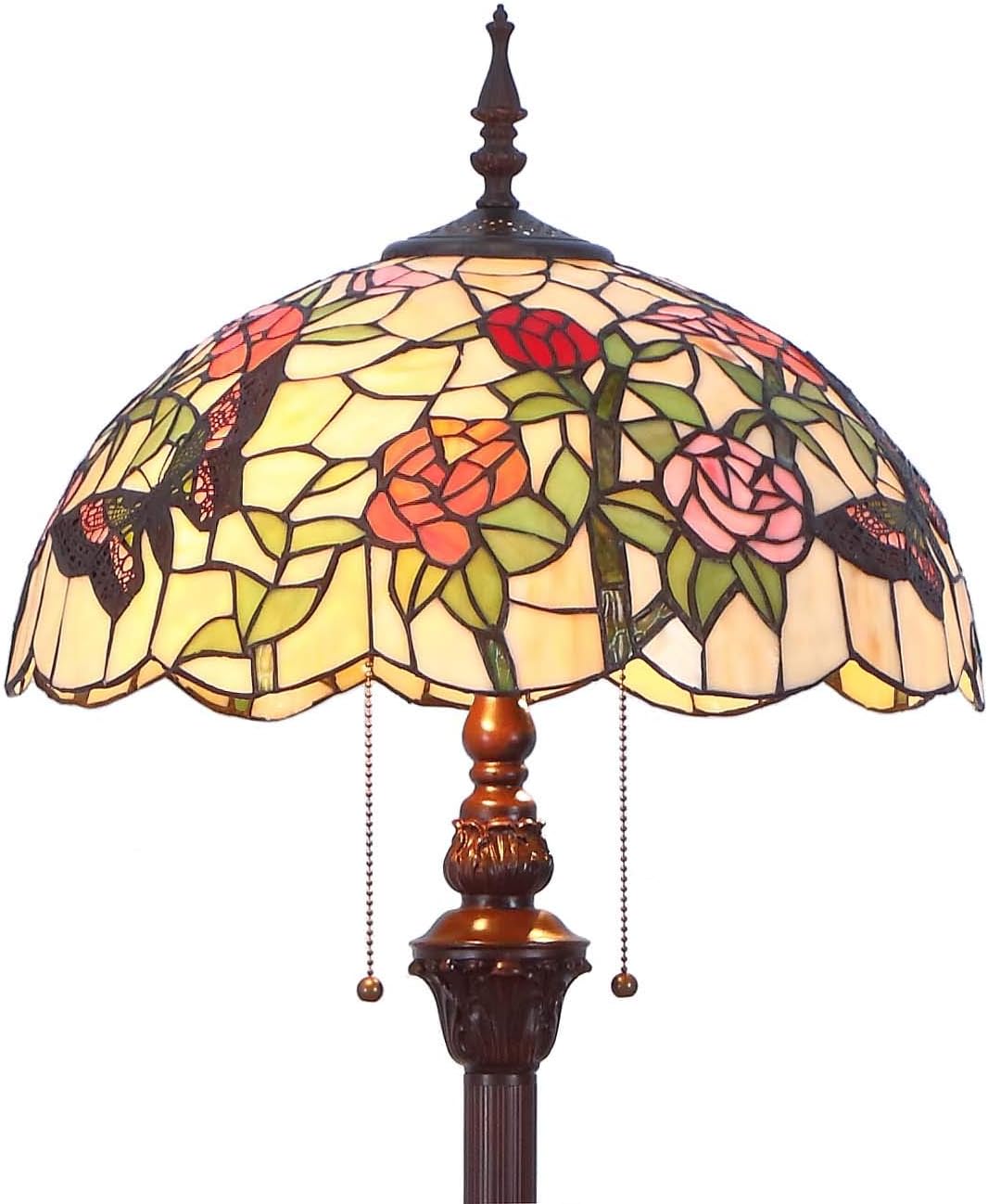 Bieye L11408 Butterfly Tiffany Style Stained Glass Floor Lamp Wi