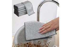 Non Scratch Wire Dishcloth, Reusable Steel Wool Scrubber for Kitchen Cleaning, Multipurpose Wire Dishwashing Rag for Wet & Dr