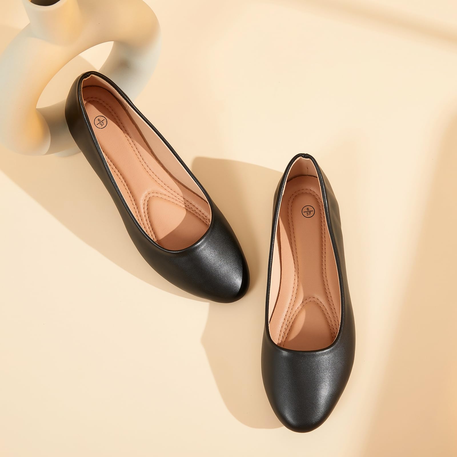 Hash Bubbie Women's Flats Shoes Ballet Flats Dress Shoes Comfortable PU Leather Slip on Shoes for Women