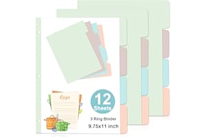 MSHUNKEJI 12 Sheets Plastic Recipe Dividers for 3 Ring Binder with 4 Tabs 9.75X11 inch Recipe Book Dividers Recipe Binder Separators Recipe Binder Index Tab Dividers Colorful Family Recipe Binder (4 Colors)