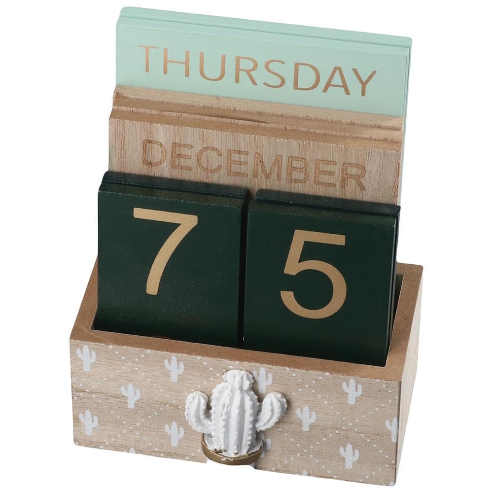 Risedot Cactus Style Calendar Desk Calendar, Home Office Desk Decoration Book Desktop Decoration