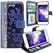 iPhone 6 Plus / 6s Plus Case, Cellularvilla [Stand Feature] Flower Texture [Diamond] Premium Wallet Case [3 Card Slots] Flip Cover for Apple iPhone 6 Plus/iPhone 6S Plus 5.5 inch (Navy Blue Bling)