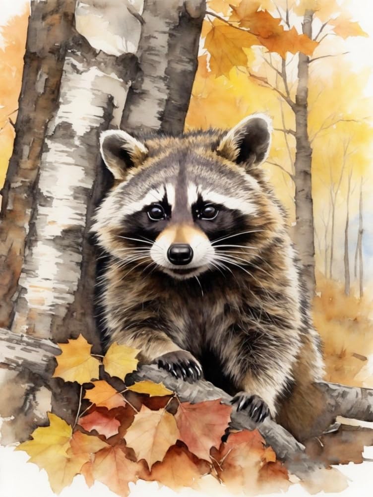 Amiiba Pre Printed Cross Stitch Kits for Adults, Racoon Raccoon 11ct Stamped Embroidery Kits 15.7×19.7 inch DIY Wall Art Decor for Beginners Kids