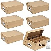 DIICCYO 6 Pcs 16 oz Cardboard Mason Jar Storage Box 16.8 x 12.4 x 6 Inch | Regular or Wide Mouth Jars Canning Boxes with Handles and Dividers, 12 Cells Mason Jar Organizer Canning Jar Storage Boxes