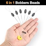 Realure 60 Pcs Fishing Float Stops 6 in 1 Oval Black Beads 0.2-0.33mm view 5