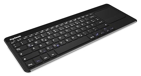 KeySonic Multimedia Bluetooth Tastatur mit Touchpad für PC, Tablet, Smartphone, Smart-TV, Raspberry Pi, Funktionstasten, Gest