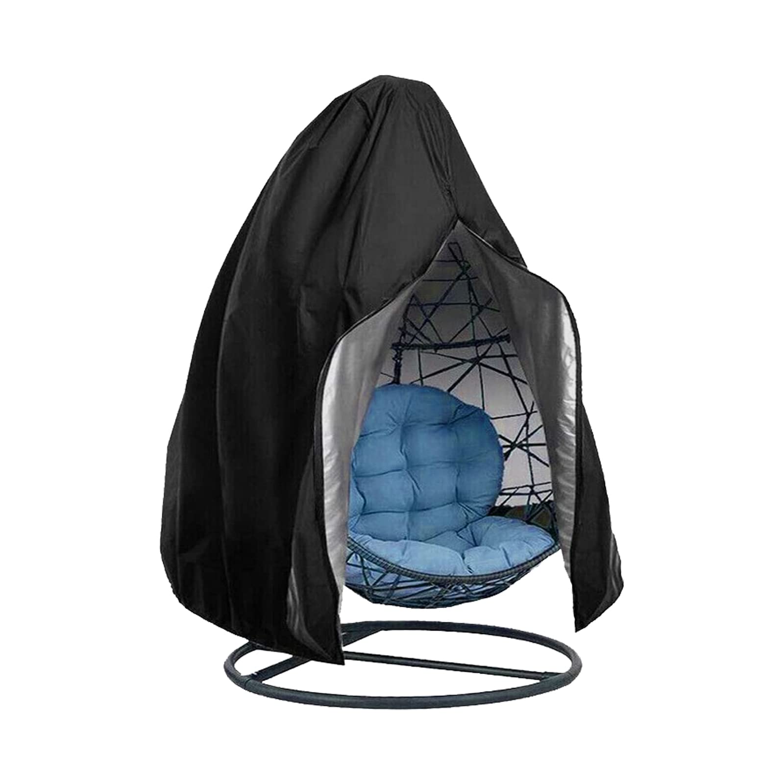 xocome Egg Chair Covers, Outdoor Swing Egg Chair Cover Waterproof Anti-dust with Zipper 210D Oxford Fabric Veranda Garden Lawn Chair Protector Furniture Accessory115x190cm (Black)
