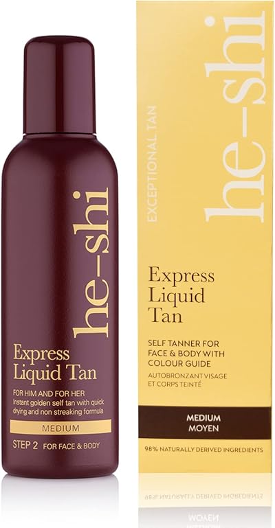 He-Shi Express Instant Self Tan Liquid Bronze Natural Quick Dry 300ml Vegan