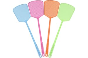 Chelory 4 Pack Fly Swatter, Strong Plastic Fly Swat Set Heavy Duty with Long Flexible Handle Assorted Colors Multi Pack Manual Fly Swatters