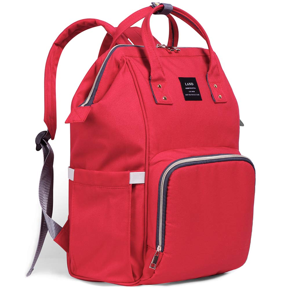 red diaper bag backpack