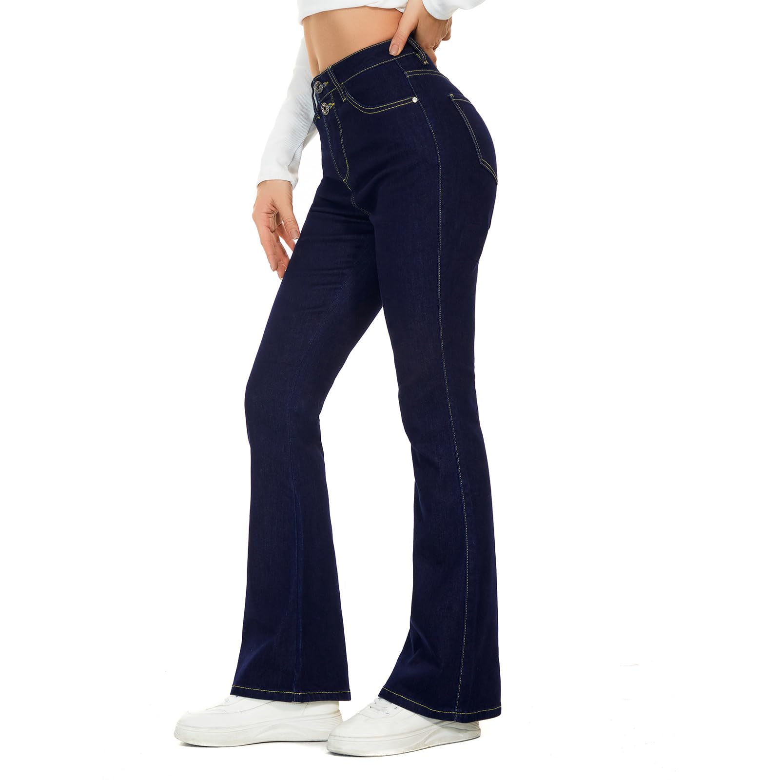 VIPONES Women's Bell Bottom Jeans - High Waisted Stretch Flare Denim Pants, Blue