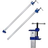 FEIRONG 36 Inch Bar Clamps (2 Pack) - 330LB Capacity, Dual-Scale Ruler (Inch &amp; CM) &amp; 90&deg; Angled Jaws for Woodworking, Cabinet Installation, DIY Projects (Blue)