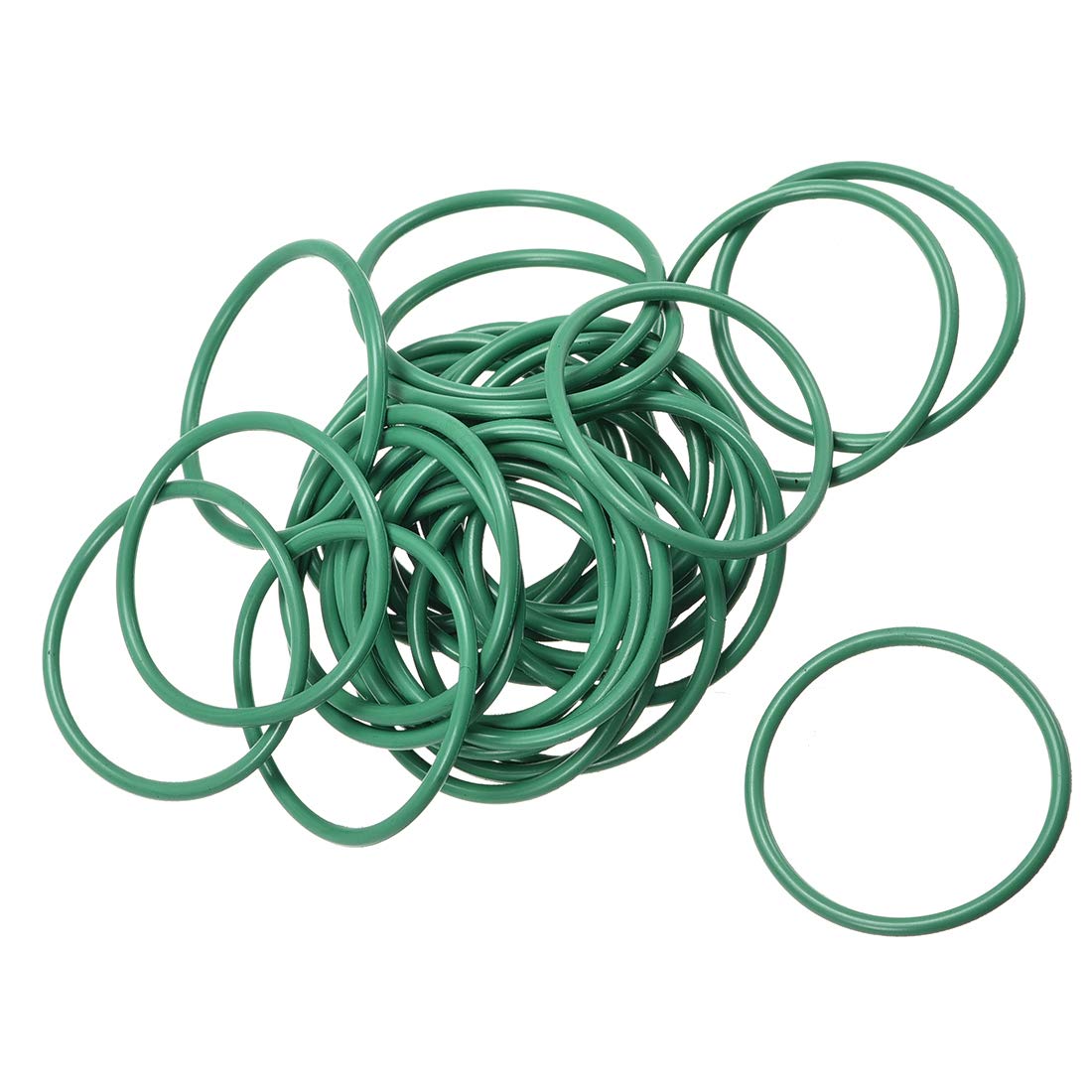 sourcing map Fluorine Rubber O-Rings, 24mm OD 21mm ID 1.5mm Width FKM Seal Gasket for Machinery Plumbing, Green, Pack of 30