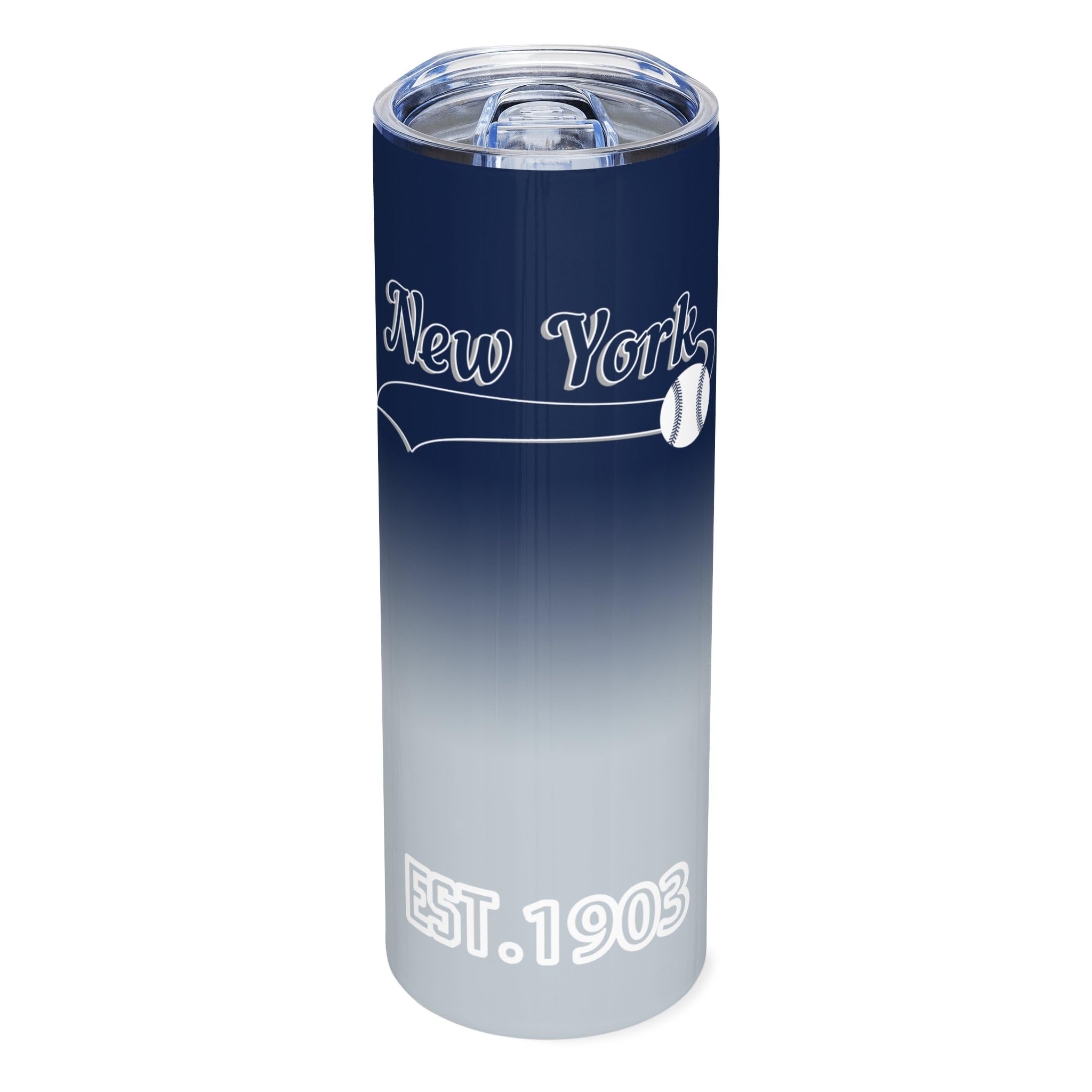 Photo 1 of *MINOR DAMAGE - USED*
New York EST 1903 Tumblers 20oz Insulated Stainless Steel | Straight Skinny Car Cups | Gifts for Men Women Fans | Sports Travel Coffee Mug | Classic Collection