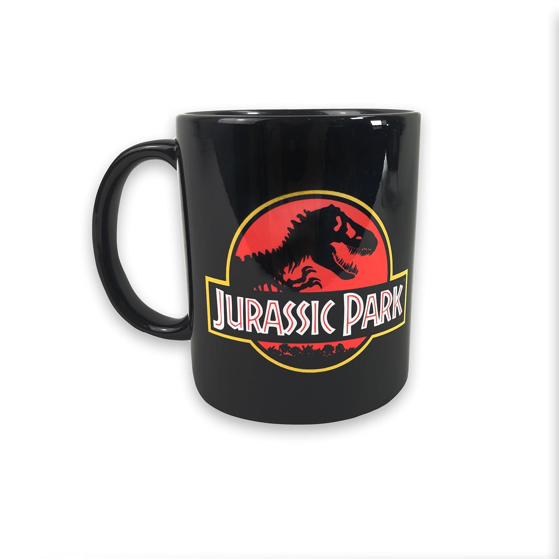 Jurassic Park Mug (Logo Design) 11oz Ceramic Black Pod Mug in Presentation Gift Box - Official Merchandise