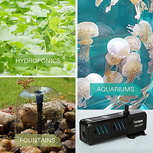VIVOSUN 400GPH Submersible Pump(1500L/H, 15W), Ultra Quiet 4in1 Water