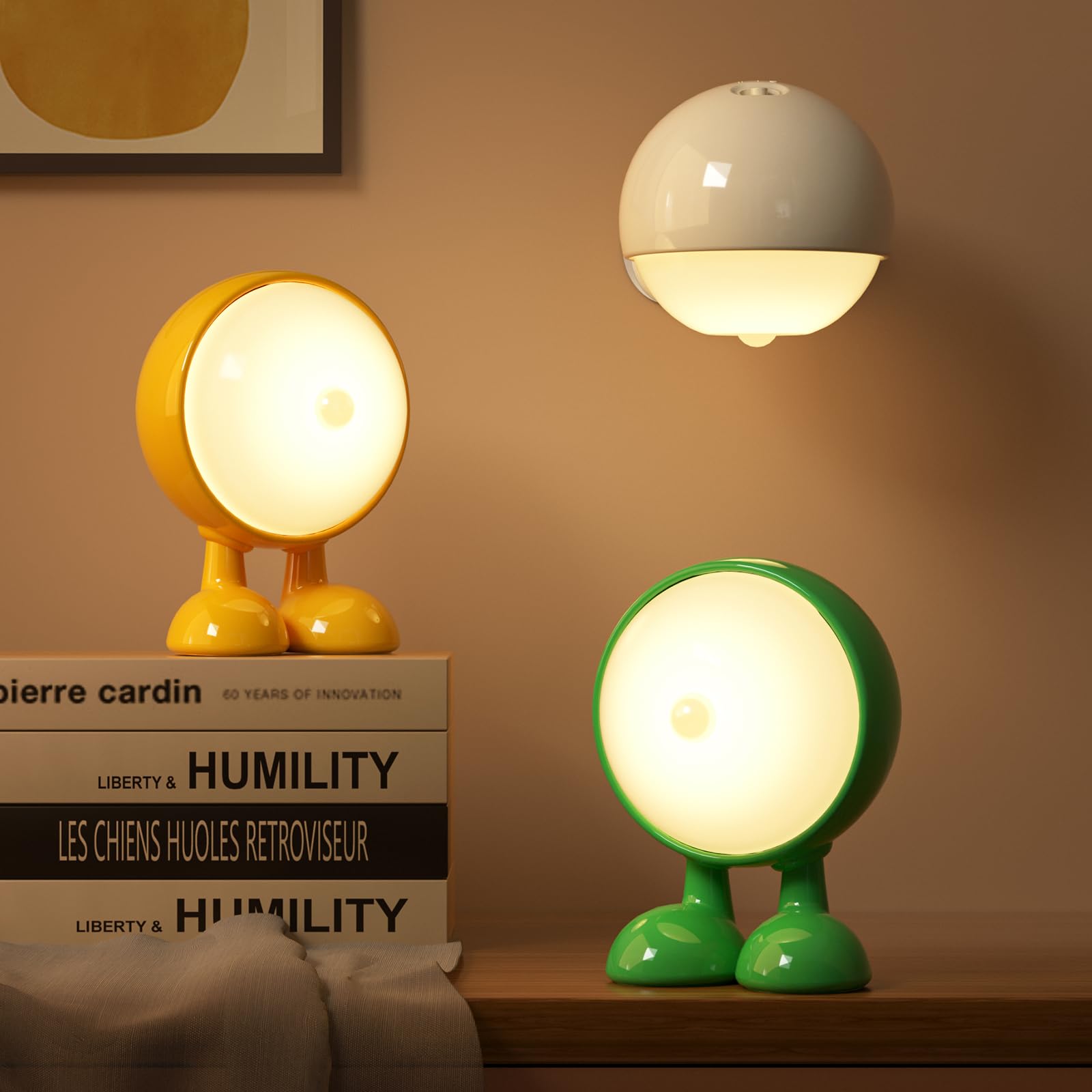 Sensor Lights Indoor,LED Motion Sensor Night Light,Big Eye Rechargeable USB Strong Magnetic Attaction Night Light,Stair Sensor Bedroom, Hallway, Lights Indoors,30s Continuous Illumination (green)