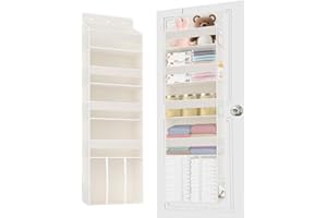 TAHAVICE 5-Tier Over the Door Organizer - Extra Large Diaper Caddy With 10 Mesh Pockets for Baby Stuff, Hanging Closet Storag