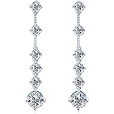 Moissanite Dangle Earrings for Women, 925 Sterling Silver Moissanite Short Long Drop Earrings 1-3CT D-E Color VVS1, Gold Plated Wedding Earrings for Brides Bridesmaid Jewelry Gifts