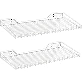 Wallmaster Heavy Duty Garage Wall Shelving 2 Pack 23.6"x11.8" Metal Wire Shelves Wall Mount Mesh Storage Rack for Garage, Office, Basement and Kithcen, max Load 65 lbs (White)