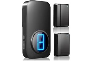 Wireless Door Chimes, BISTEE Door Alarm Sensor with 600ft Range 58 Chimes 5 Volume Level LED Indicators Door Chime for Business/Store/Home/Office When Entering