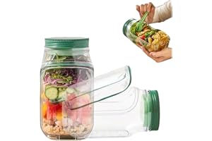 Salad Pod Container, Salad Pod Jar Side Open, Portable Fresh Salads with Leakproof Dressing Compartment,Snack Box with Lid, S