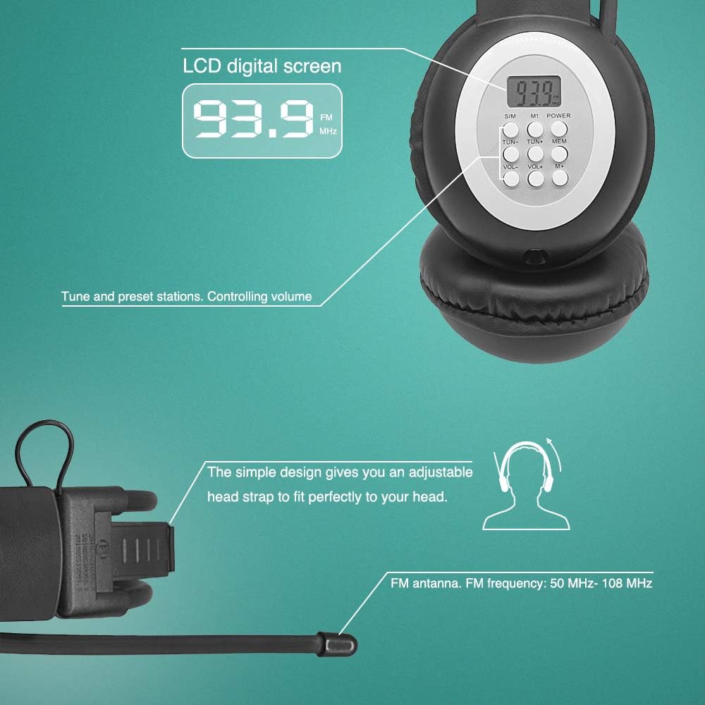 Portable Personal FM Radio Headphones Ear Muffs with Best Reception, Wireless Headset with Radio Built in for Walking, Jogging, Daily Works Powered by 2 AA Batteries (Not Included): Home Audio & Theater