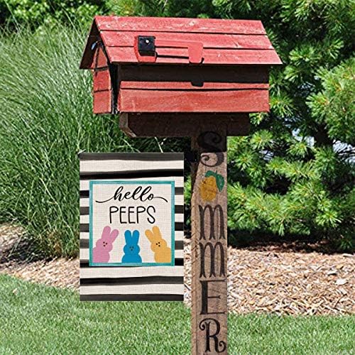 Double-sided burlap backyard flag with decor motif