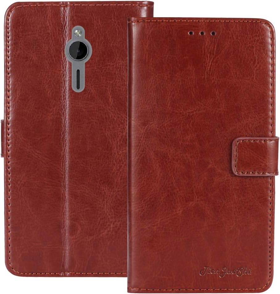 TienJueShi Brown Book-Style Flip Leather Protector Case Cover TPU Silicone Etui Wallet for Nokia 230 2.8 inch