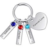 OPALSTOCK Gifts for Mom Personalized Key Chain with Simulated Birthstones Keyring Christmas Gifts for Women