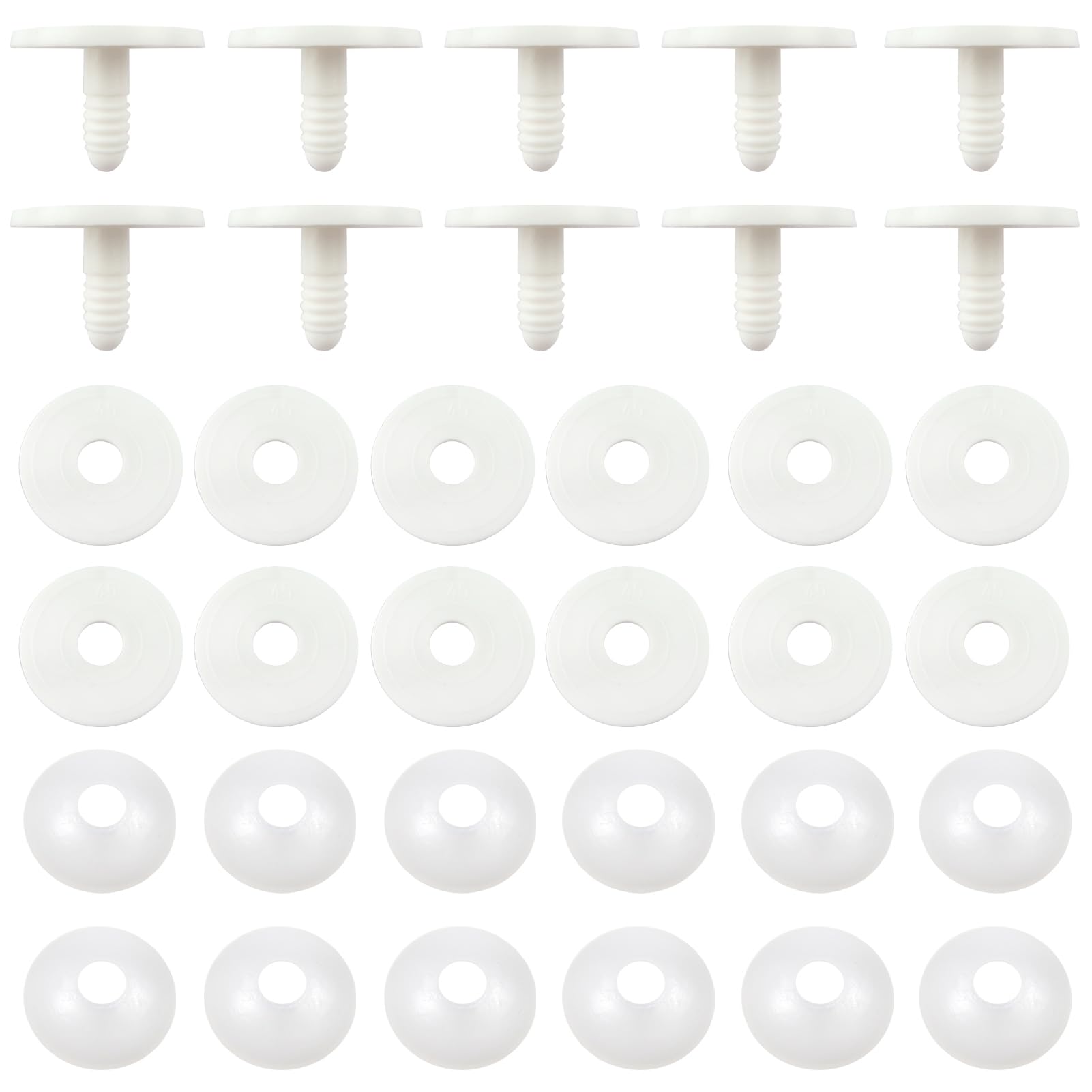 TOAOB Doll Joints for Amigurumis Crochet 20 Set 45mm White Plastic Safety Joints for Stuffed Animals Limbs and Arms Movable Connectors for Doll Making DIY Crafts
