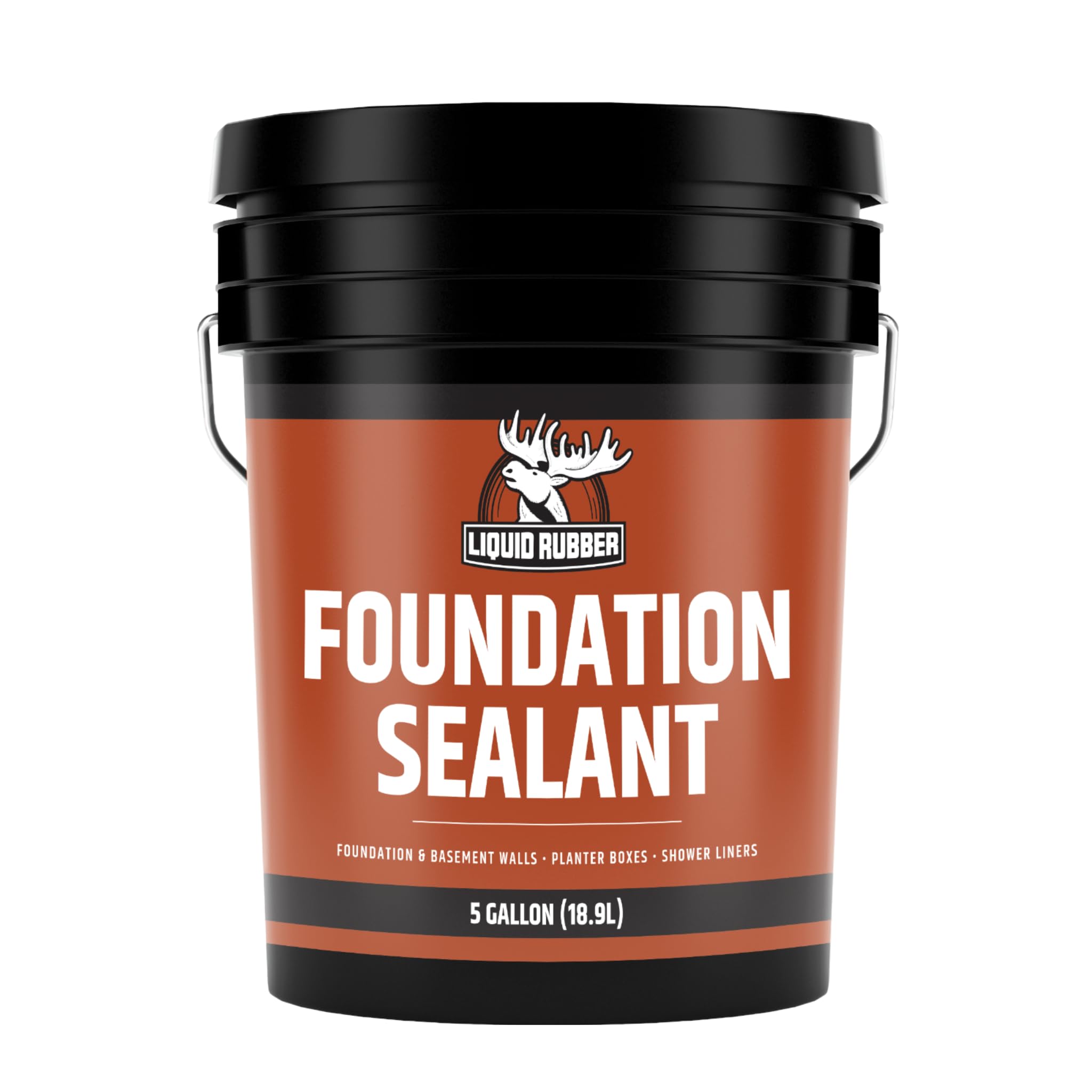 Liquid Rubber Concrete Foundation and Basement Sealant - Indoor & Outdoor Waterproof Coating, Easy to Apply, Black, 18.92 Litres